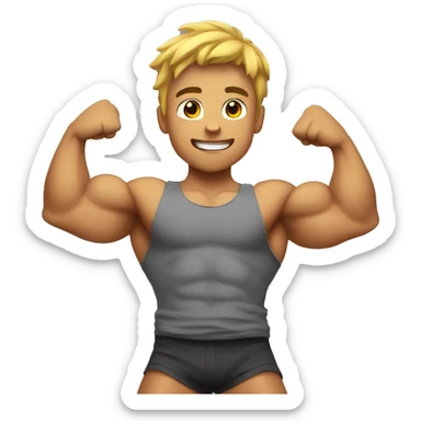 muscular boy flexing  sticker