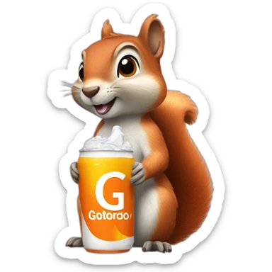 Squirrel with gatorade sticker