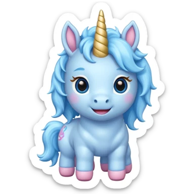 baby blue unicorn, chibi full body sticker