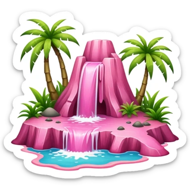 pink slop tropical prehistoric landscape  sticker