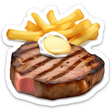 Steak with chips and mayo sticker