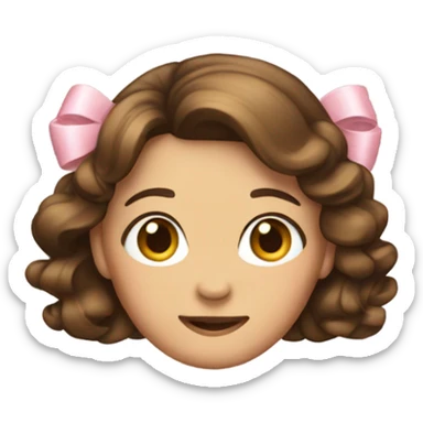 A brunet hair girl who has a bow on top of her head sticker