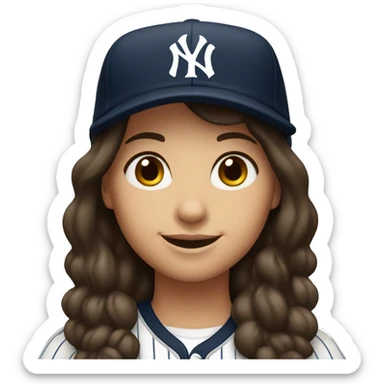 Smile brunette lady with Yankees cap sticker