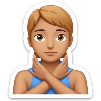 Person hands crossed around neck and looking up  sticker