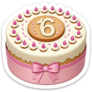 A round birthday bento cake in flesh color with the number sixteen on it.  sticker