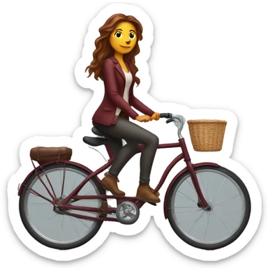 Beautiful burgundy long haired woman riding a bike sticker