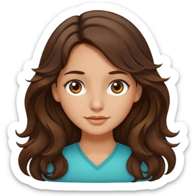Make me a brunette girl, with brown (dark) eyes and long, wavy hair sticker