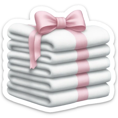 stack of white towels with a light pink bow on top sticker