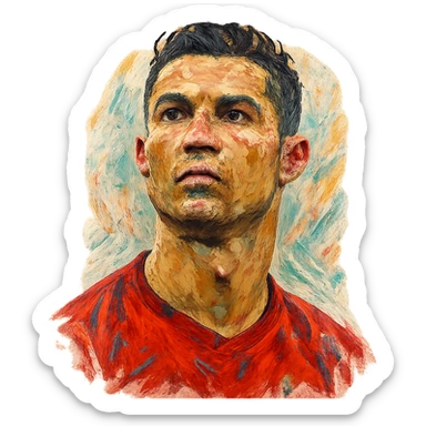 Cristiano Ronaldo iconic footballer portrait in artistic style sticker