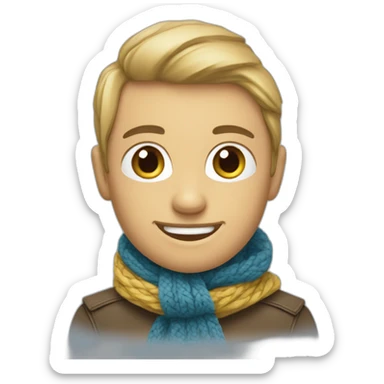 En norsk skogskatt sittandes i ett träd med blå scarf sticker