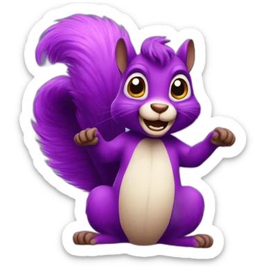 Crazy purple squirrel sticker