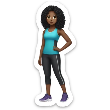 Girl with curly black hair gym outfit sticker