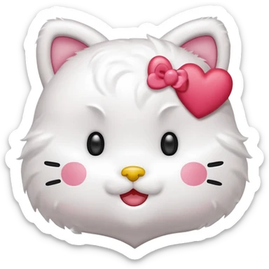 Połącz mi zwykłe hello kitty na białym tle, ale żeby ono wyglądało jak ta emotka: 🥰 sticker