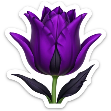 goth tulip with black petals with dark purple tips, mysterious vibe sticker