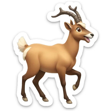 happy smiling brown chamois pointing to the left side with his hoof sticker