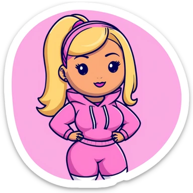 Nicki Minaj wearing a pink outfit with hair that is half blonde and half pink sticker