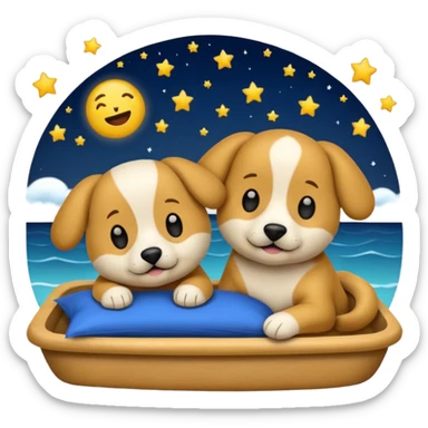 crea un emoji de buenas noches. Pon un texto : Buenas noches Javier y Tobi. Javier es una imagen de profesor y Tobi q sea imagen de un perro sticker