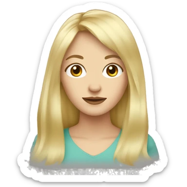 White women with curtain bangs and long golden hair sticker