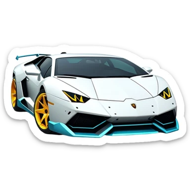 3D, create an ultra detailed Lamborghini with cyber punk flair sticker