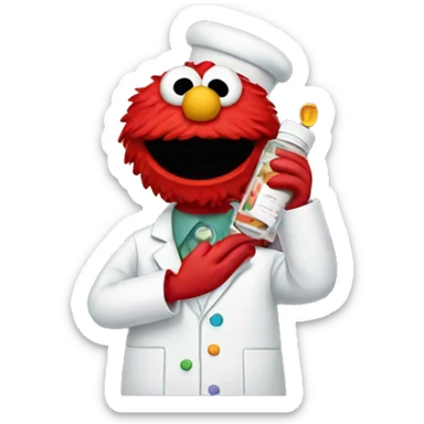 Elmo taking a medicine sticker