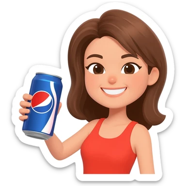 woman smiling drinking can of soda sticker