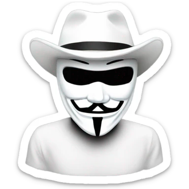 white hat hacker with anonymous mask sticker