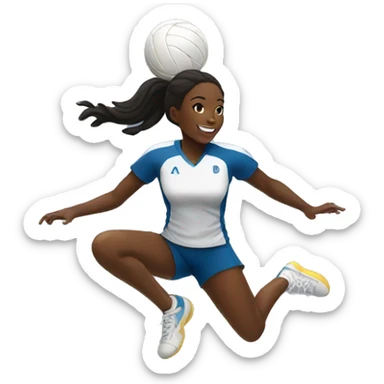 Volleyball black girl player jumping sticker