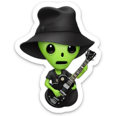 flat cap alien black guitar sticker