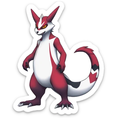 Cool Edgy Zangoose-Seviper Fakémon Digimon with Edgy markings, full body, outlined sticker