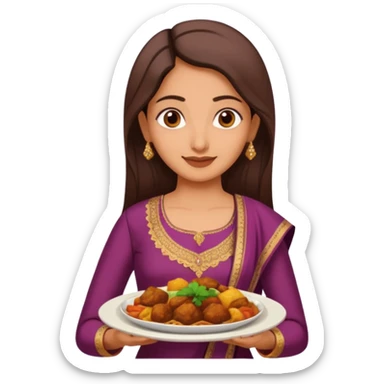 make an indian mom holding a plate of dinner wearing a salwar kameez  sticker