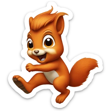 little jumping orange burnt squirrel sticker