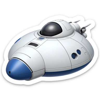  a simple spaceship with a rounded top and a flat or slightly cut-off bottom, similar to the CST-100 shape. Keep the design smooth and minimalistic, with no complex details. Use a plain background. sticker