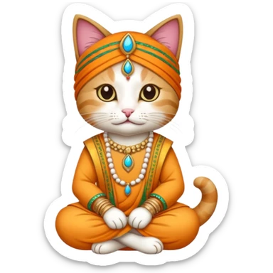 cat wearing indian clothes sticker