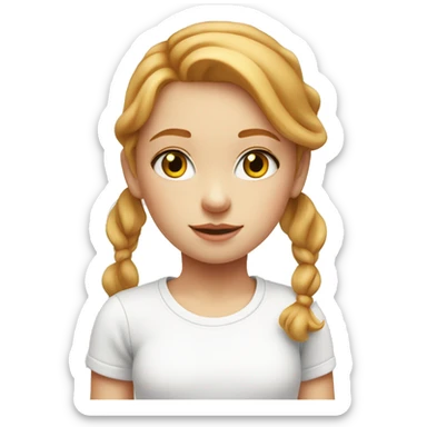 Strawberry blonde girl in white t shirt with central heterochromia eyes sticker