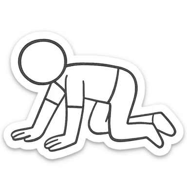 hand drawn outline icon of a person crawling sticker