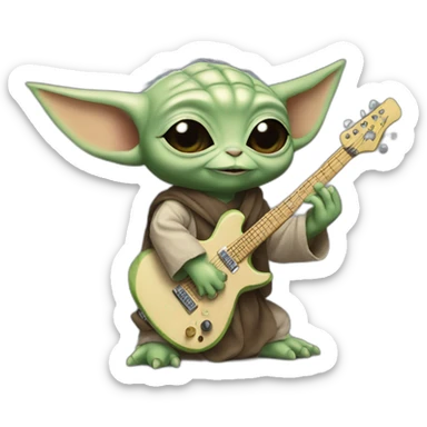 Baby yoda grogu playing electric guitar sticker