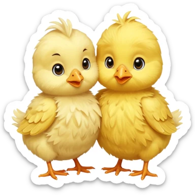 Two baby chicks hugging sticker