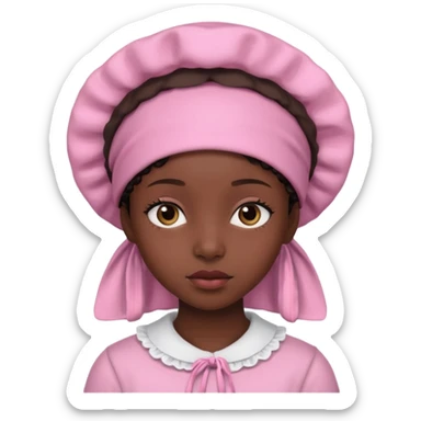 Black girl with pink bonnet teen sticker