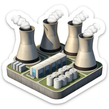 realistic nuclear power  plant with 6 power units sticker