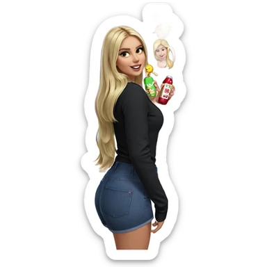 blonde girl with bottle sticker