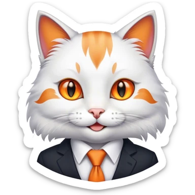a smiling cat wearing business costume sticker