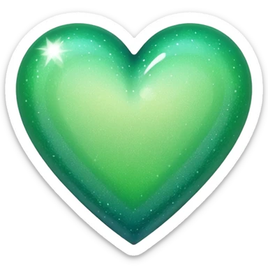 Edit the glittery blue color heart with a subtle gradient and no border to a glittery green color heart with a subtle gradient and no border. Keep the background transparent. Maintain the glittery texture and subtle gradient effect in green sticker