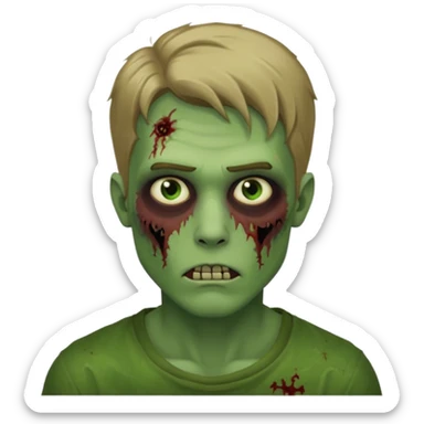 handsome aesthetic dark blonde hair zombie man with green skin sticker
