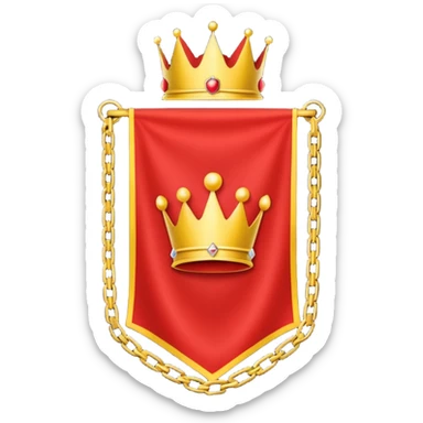 red flag with a crown on  with a yellow square chains inside sticker