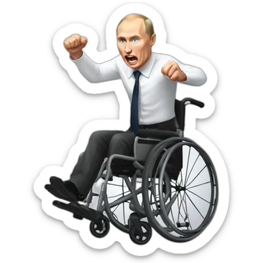 Furious vladimir putin wheelchair jumping sticker