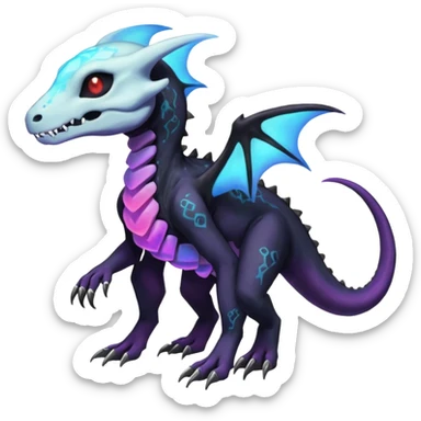 Nebulae Salandit-Cubone-Duskull-Noibat-Fakémon-hybrid-creature (full body)  sticker