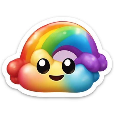 Rainbow poop emoji with bows sticker