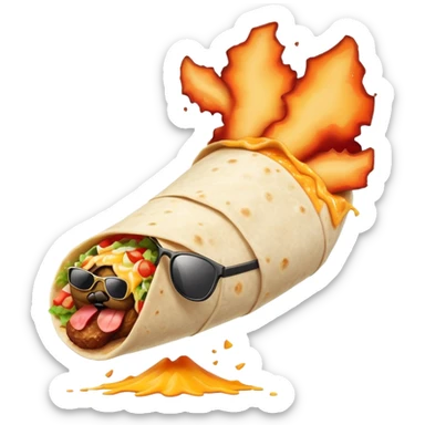 Make a burrito with sunglasses on cartwheeling into a valcano sticker