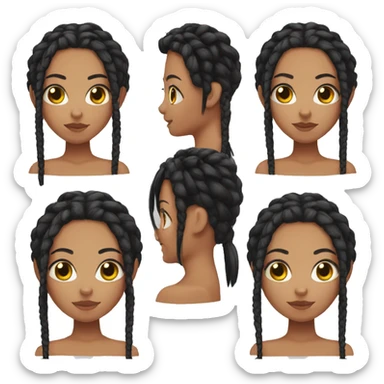 cute spicy girl with black braids sticker