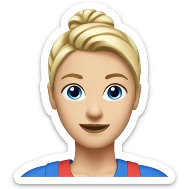 Blonde gym teacher with blue eyes, with high bun/ponytail  sticker